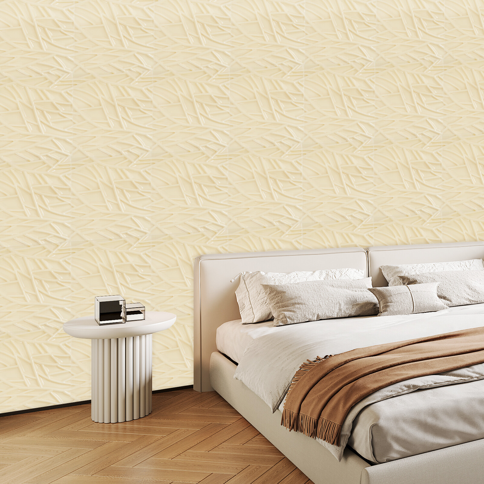 Decor Wall Panles for Living Room Bedroom Beige 3D Wall Panels for Interior Wall