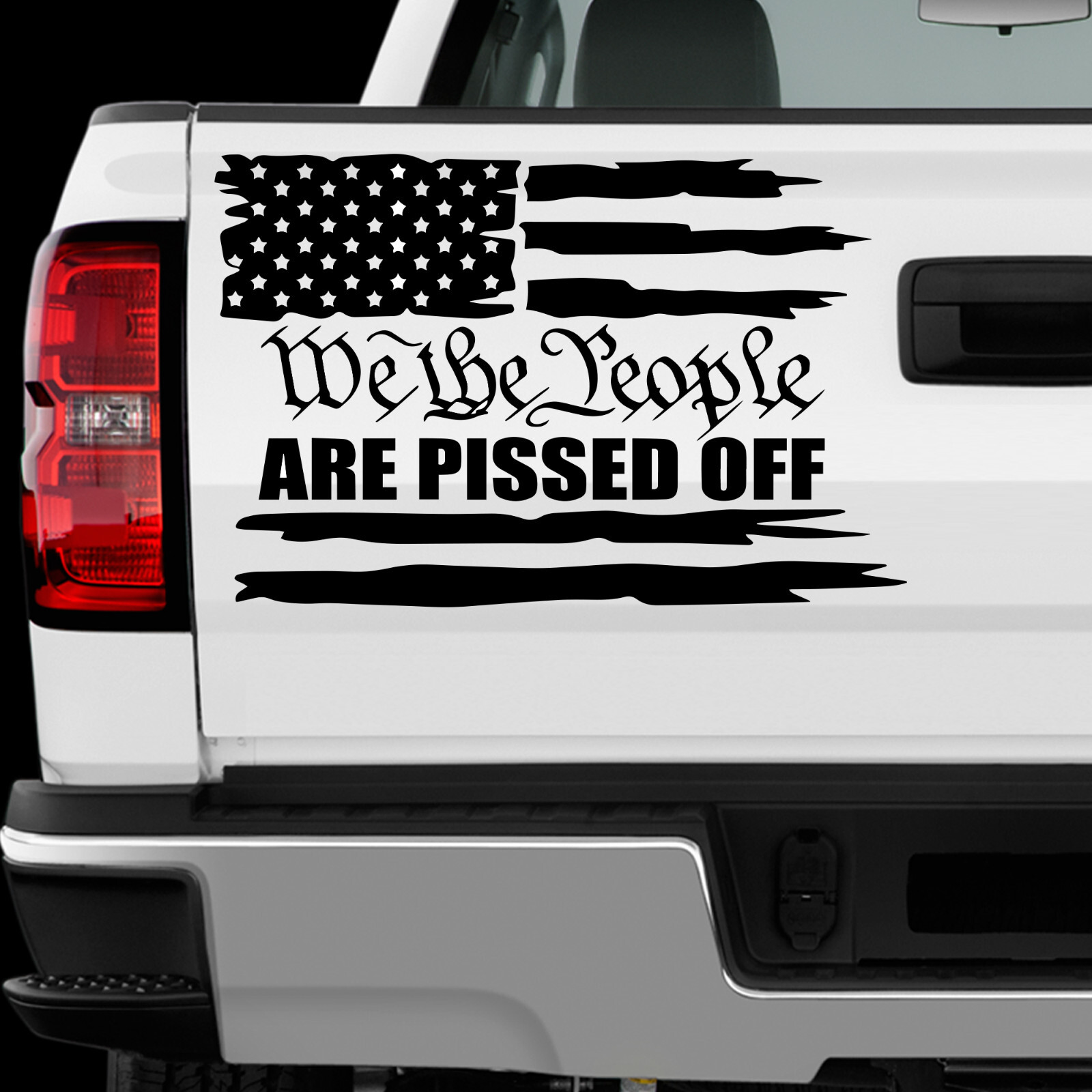 We the People American Flag sticker Allsize Regular & Chrome Mirror Vinyl Colors