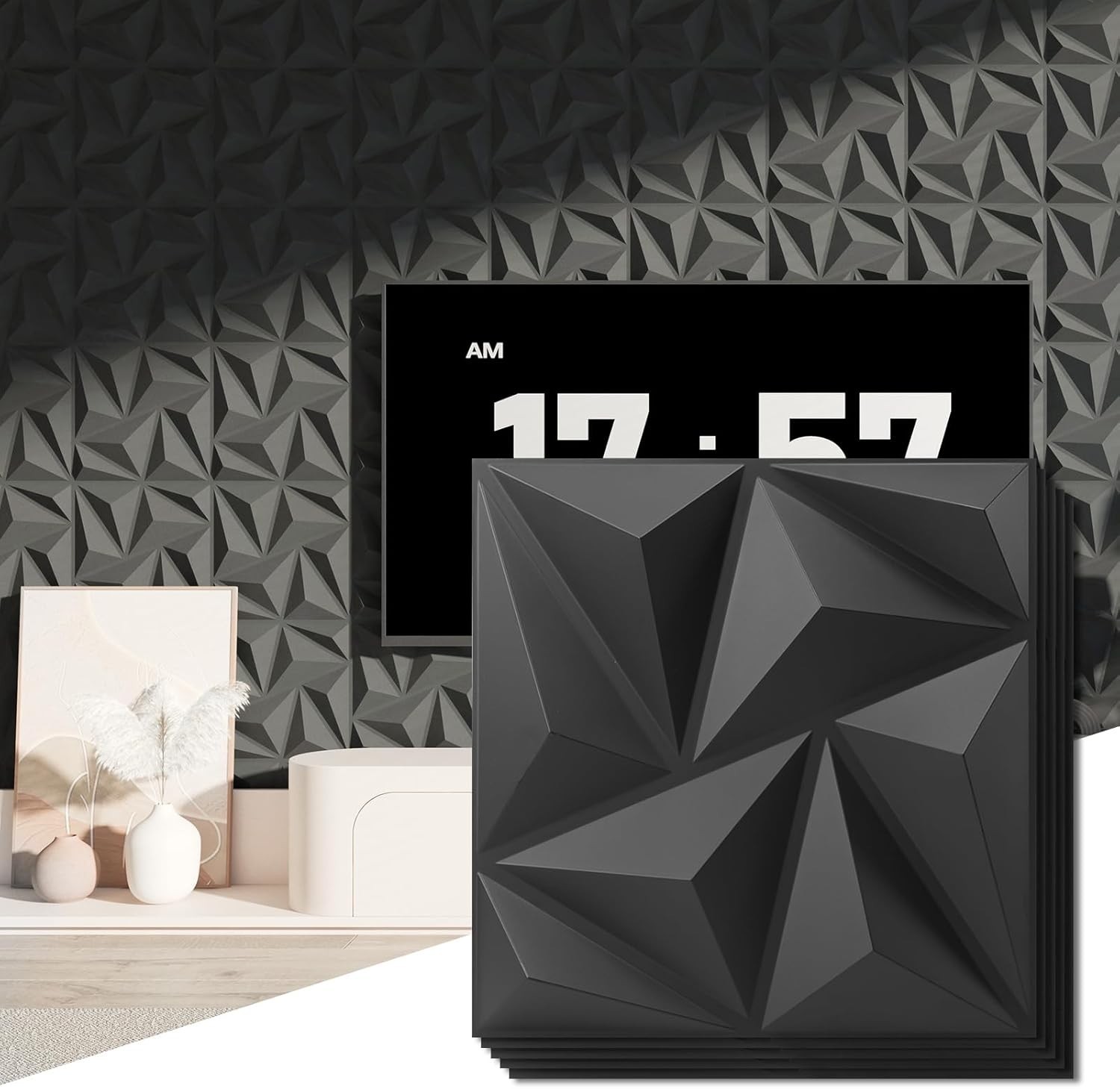 Art3d 3D Wall Panels 20 Pack, 11.8" x 11.8" (19 Sq.ft) PVC Wall Panels, Glue Up