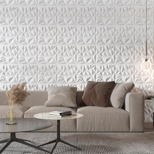 33-Pack 3D Wall Panels for Interior Decor, Modern Diamond Textured Accent Wall,