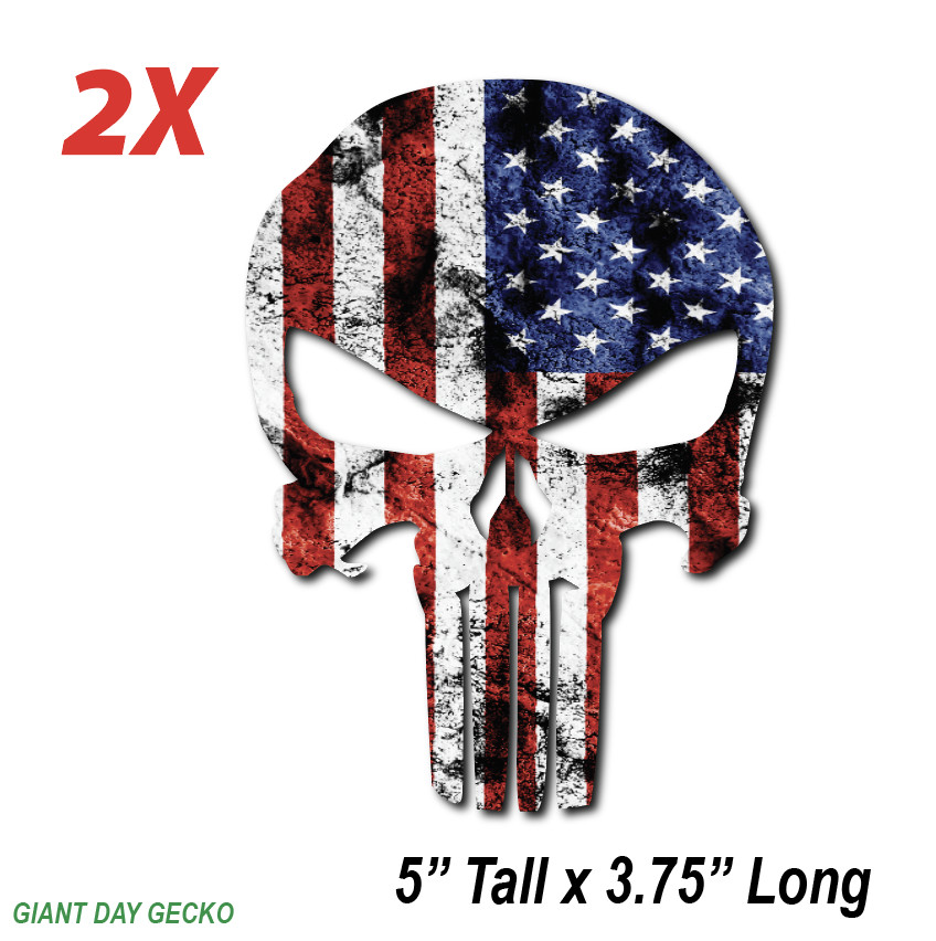(2) The Punisher United States 1776 America car Laptop Wall Sticker Decal USA