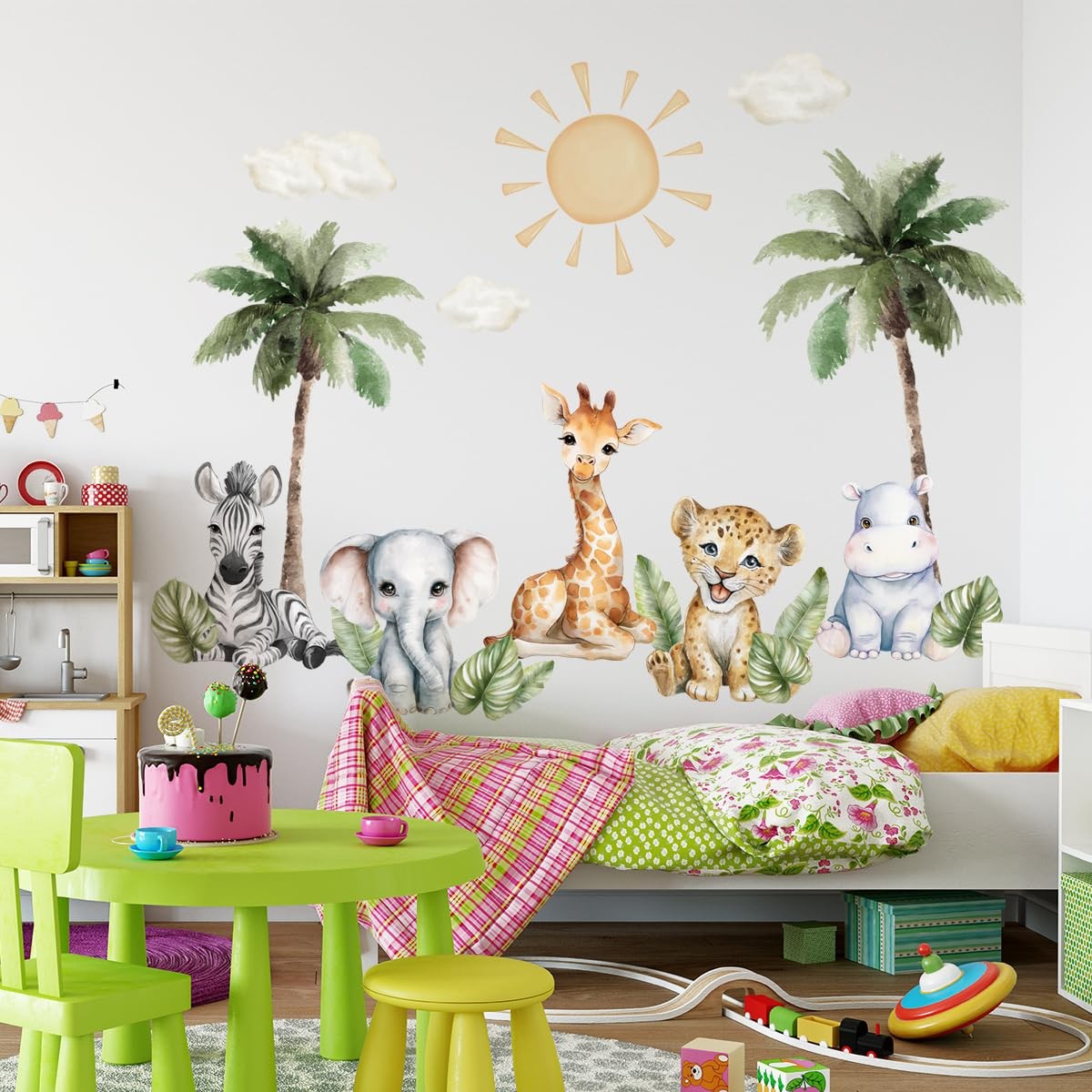 Safari Animals Wall Decal, Peel and Stick Nursery Animals Mural,Jungle Lion, …