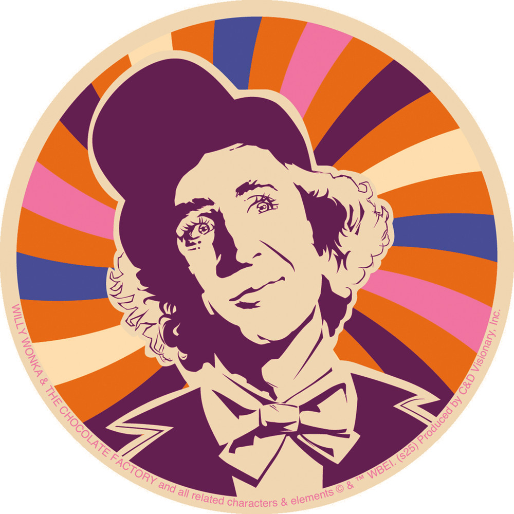 Sticker – Willy Wonka Chocolate Factory Trippy Psychedelic Portrait 1970s Movie