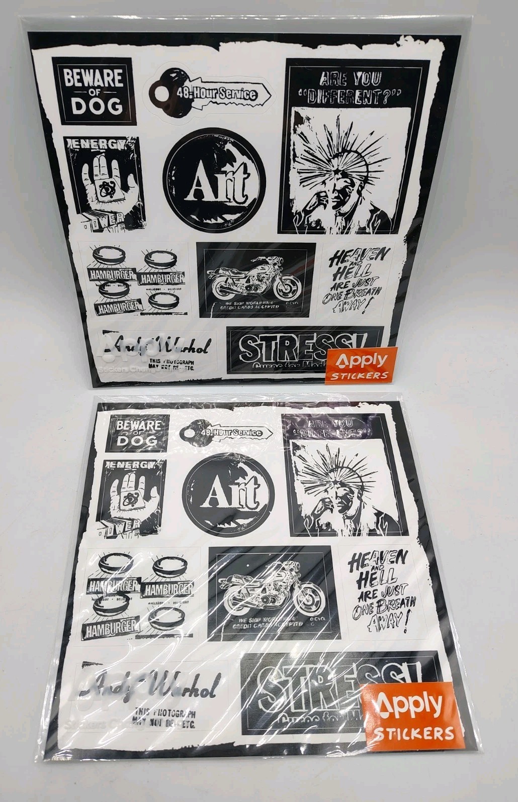 2 New Andy Warhol X Apply Sticker Sheets 10 Stickers Black & White 80s Ad Ads