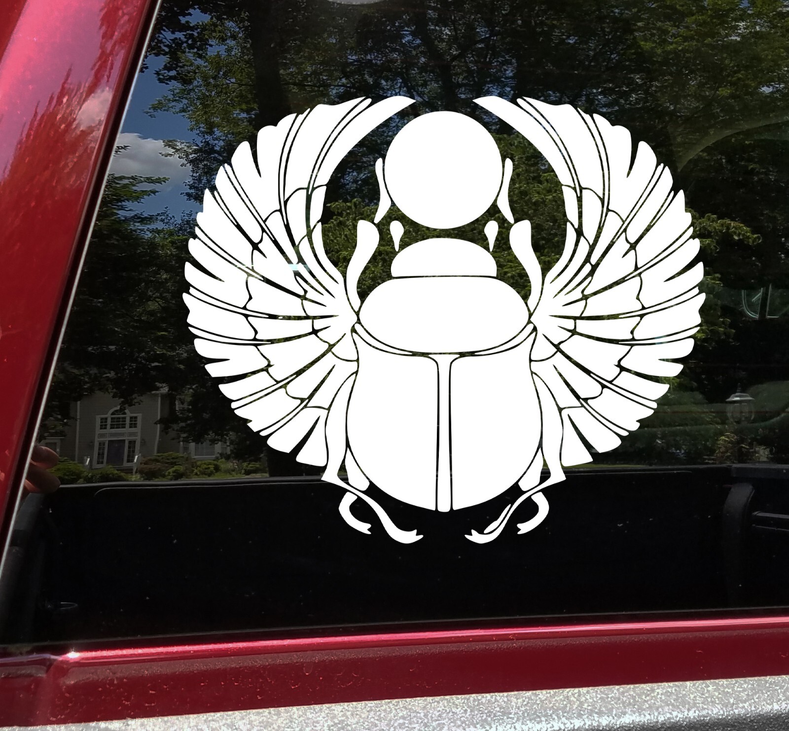 Scarab Vinyl Decal V3 – Heart Symbol Egyptian Beetle Wings – Die Cut Sticker