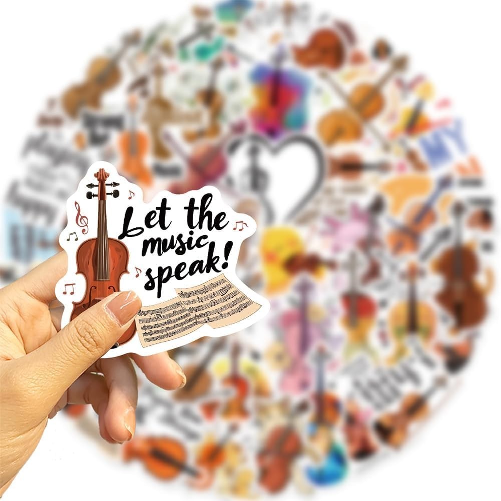 Violin Stickers |50Pcs Musical Instrument Waterproof Vinyl Decals for Water B…