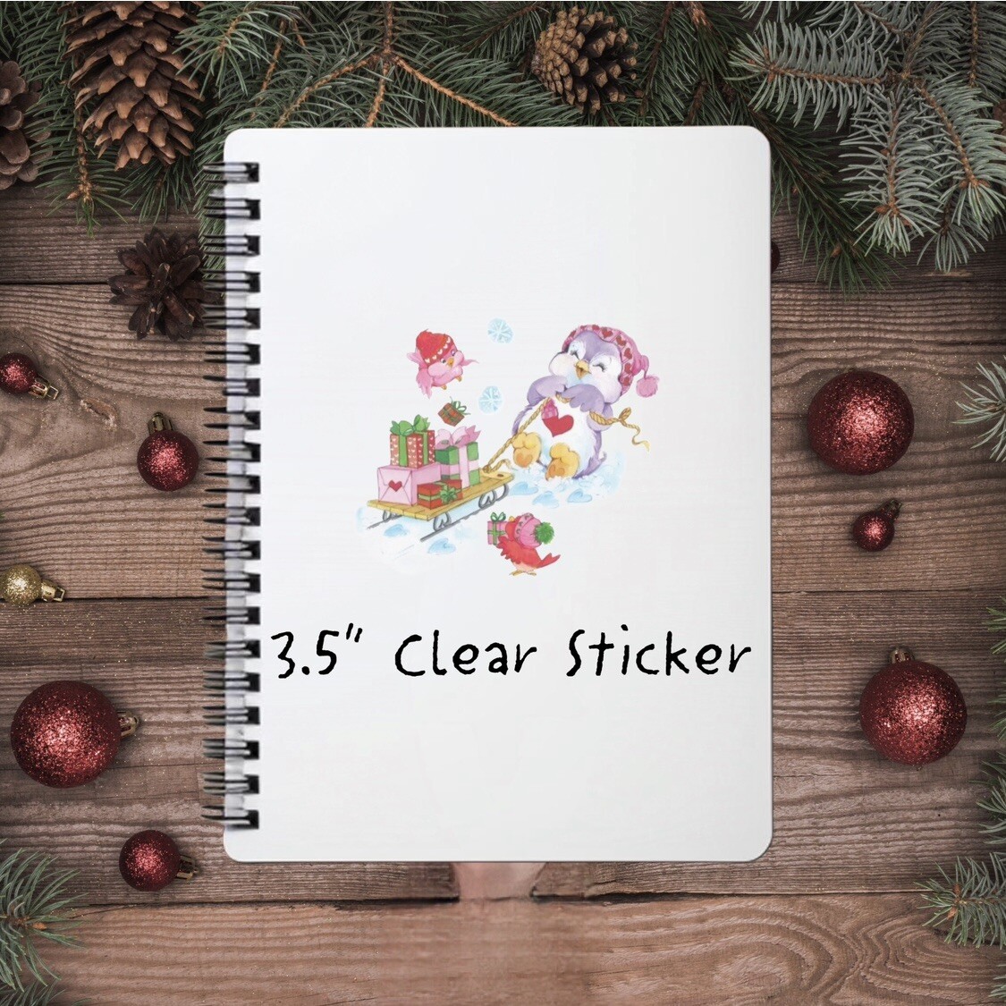 Care Bears Sticker SET OF 5, Clear Decals 3.5” Bear Cousins Christmas Series 2
