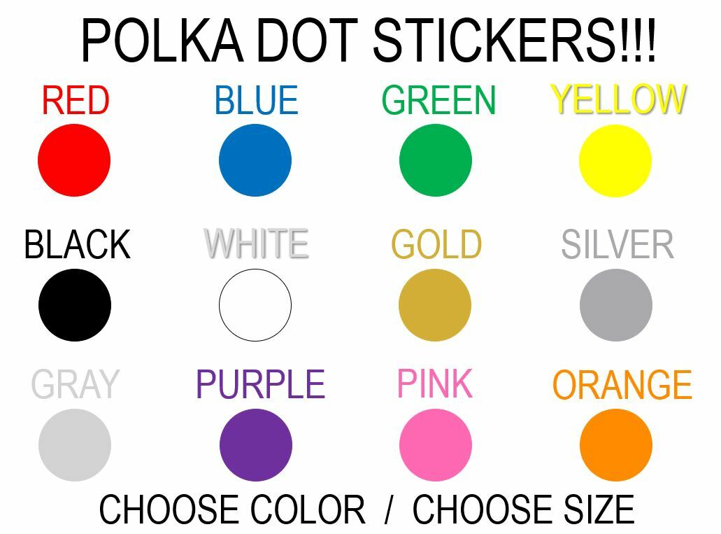 Polka Dot Stickers Vinyl Decal PICK SIZE COLOR Scrapbooking Window Wall Bumper