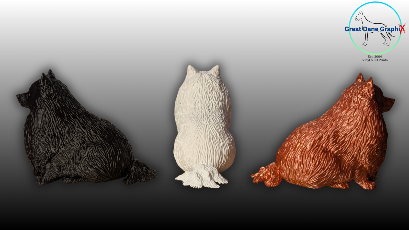 Pomeranian Figure & Decal Set – 3D Printed – Paintable DIY Dog Art Combo Set