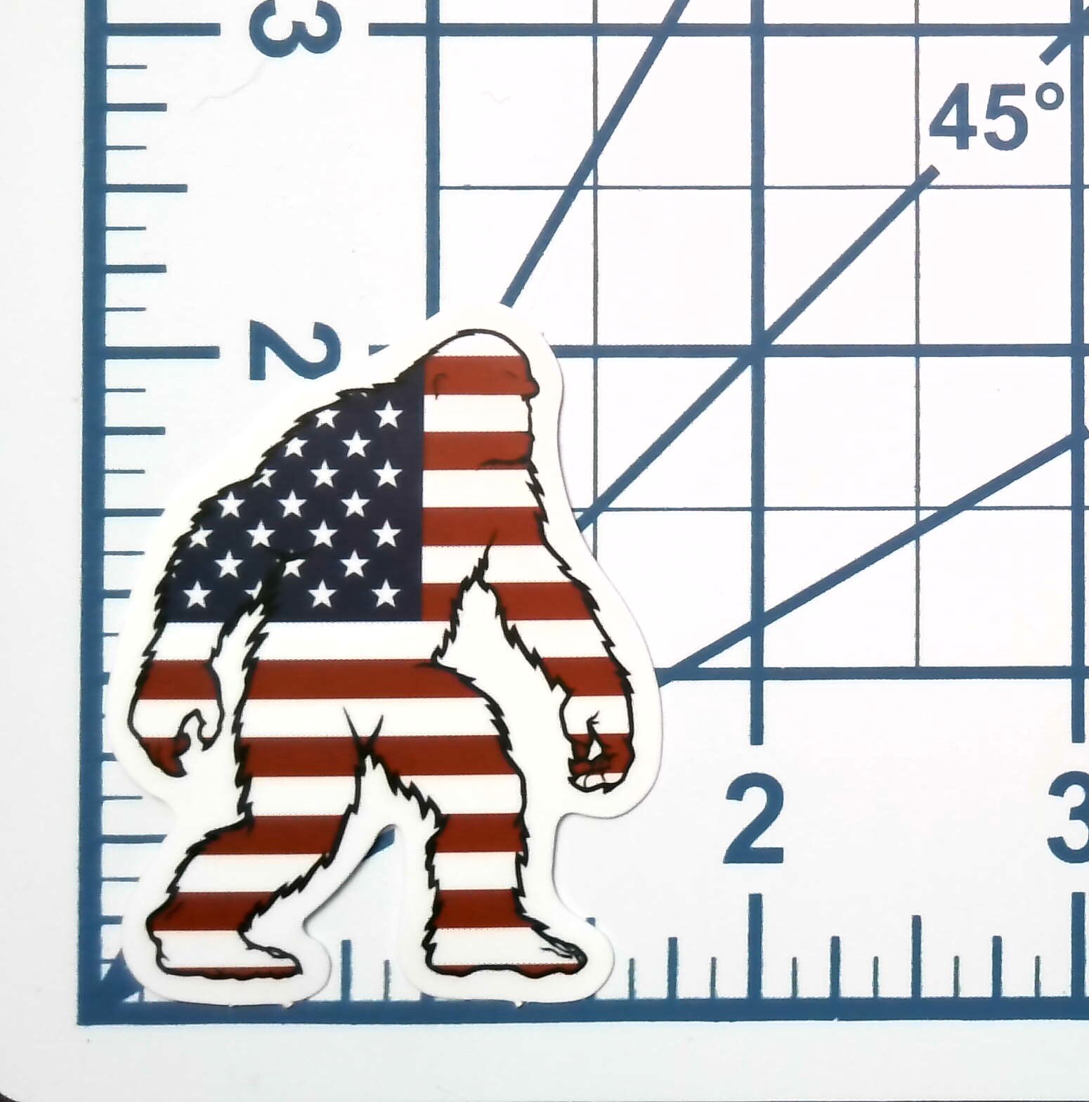 Bigfoot American Flag Die Cut Vinyl Sticker Decal Sasquatch Patriotic Scrapbook