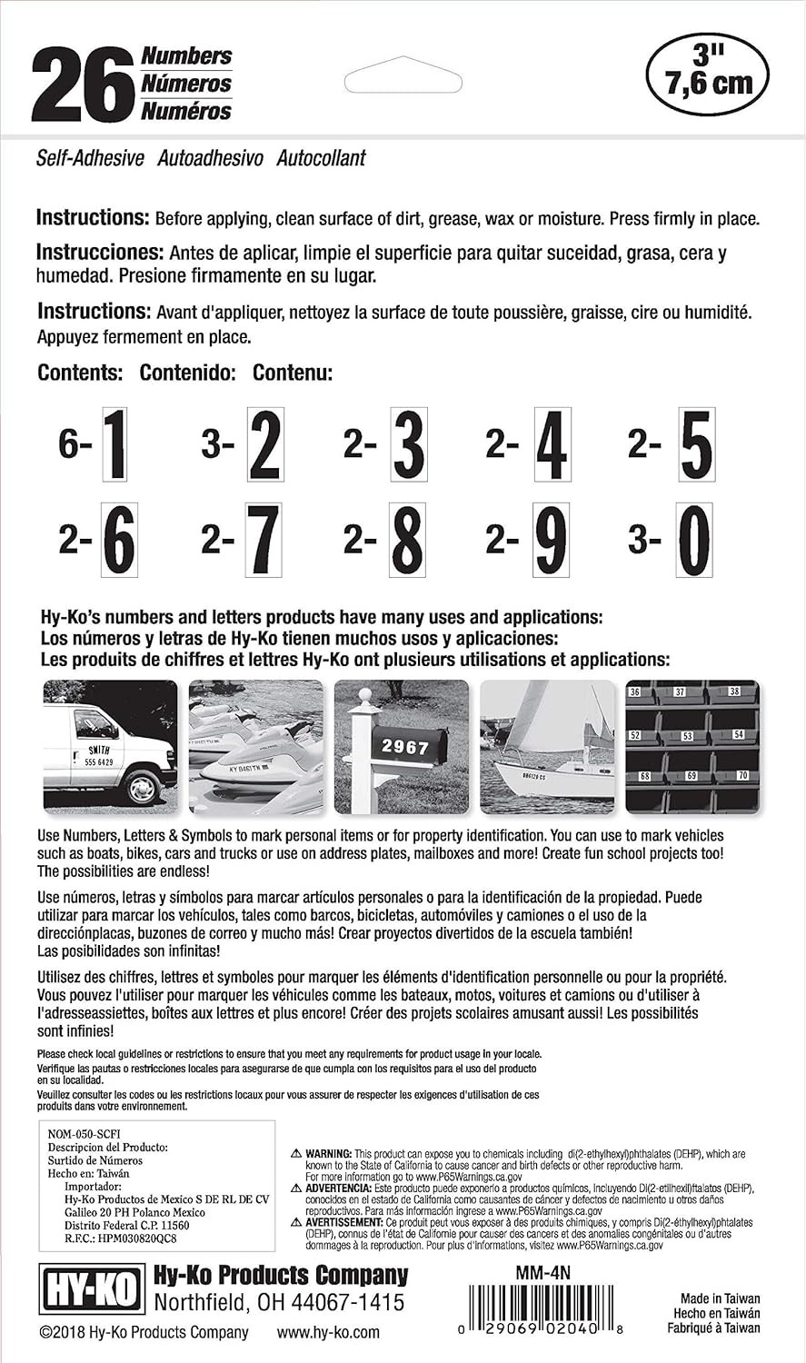 Hy-Ko Prod. MM-4N26 Boat Number Assortment
