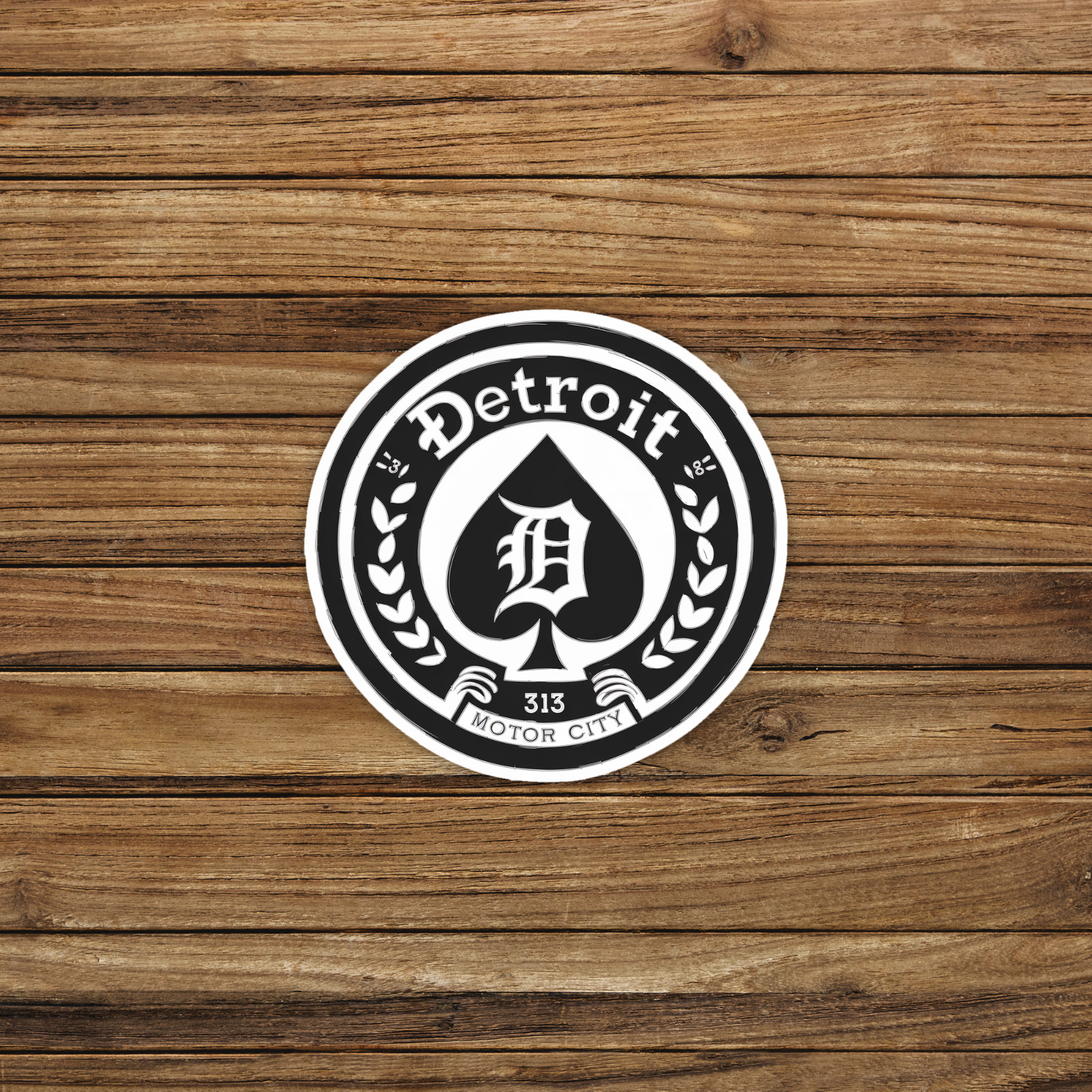 Detroit 313 Motor City Sticker – Classic Black and White Car Logo Decal #464