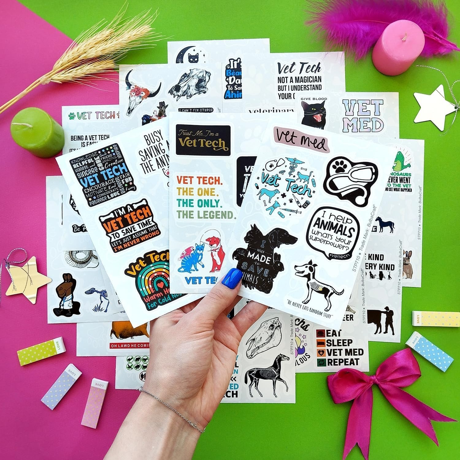 Veterinary Technician Gifts 100pcs Funny Vinyl Stickers Waterproof Laptop