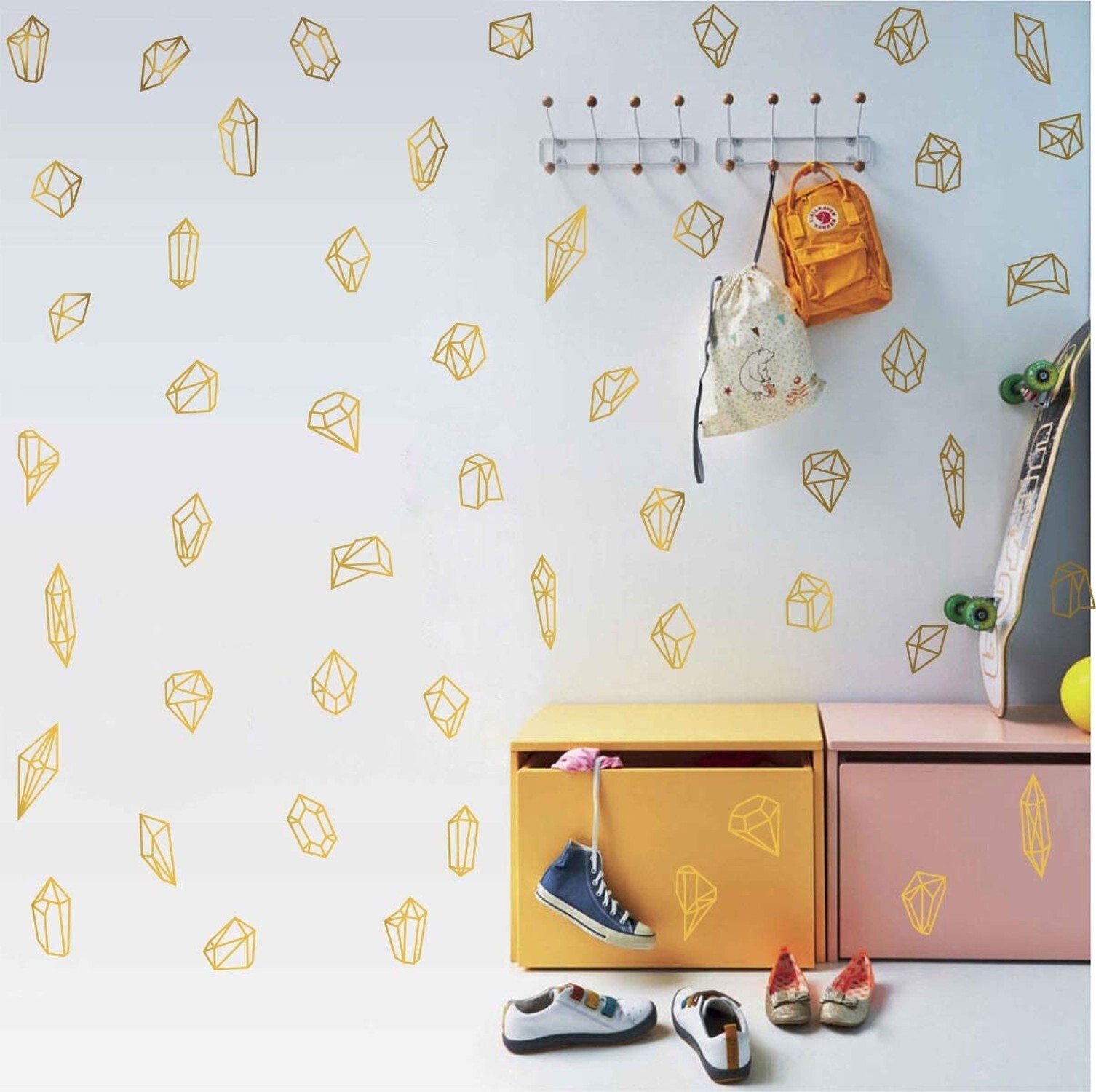 50 pcs Geometric Shapes & Gems Wall Stickers Home Decor Vinyl Decals for Kids…