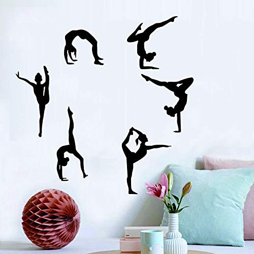 Home Decor Wall Sticker-Six Dance Girls Gymnastics Wall Stickers -Sport Vinyl…