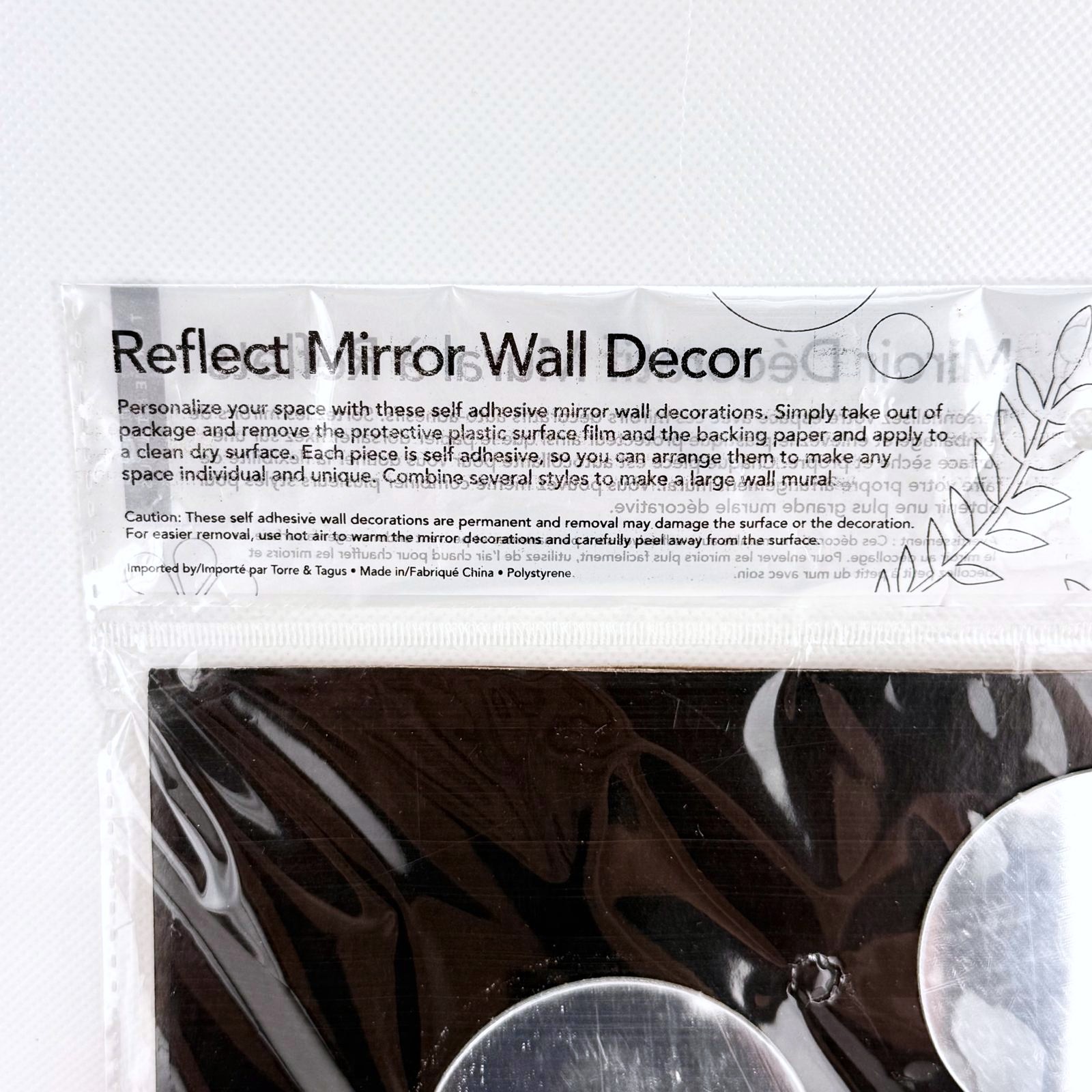 Torre & Tagus Gerbera Daisy Reflect Mirror Wall Decor 15pc Self-Adhesive Set