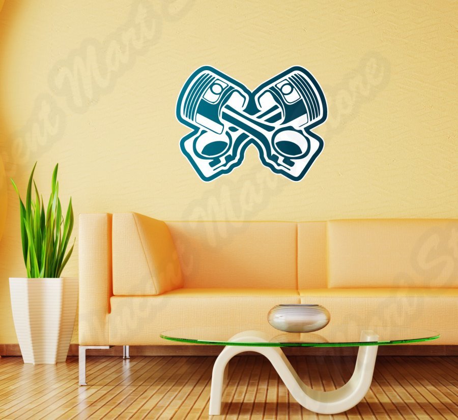 Auto Engine Piston Cylinder Motor Tool Wall Sticker Room Interior Decor 25"X20"