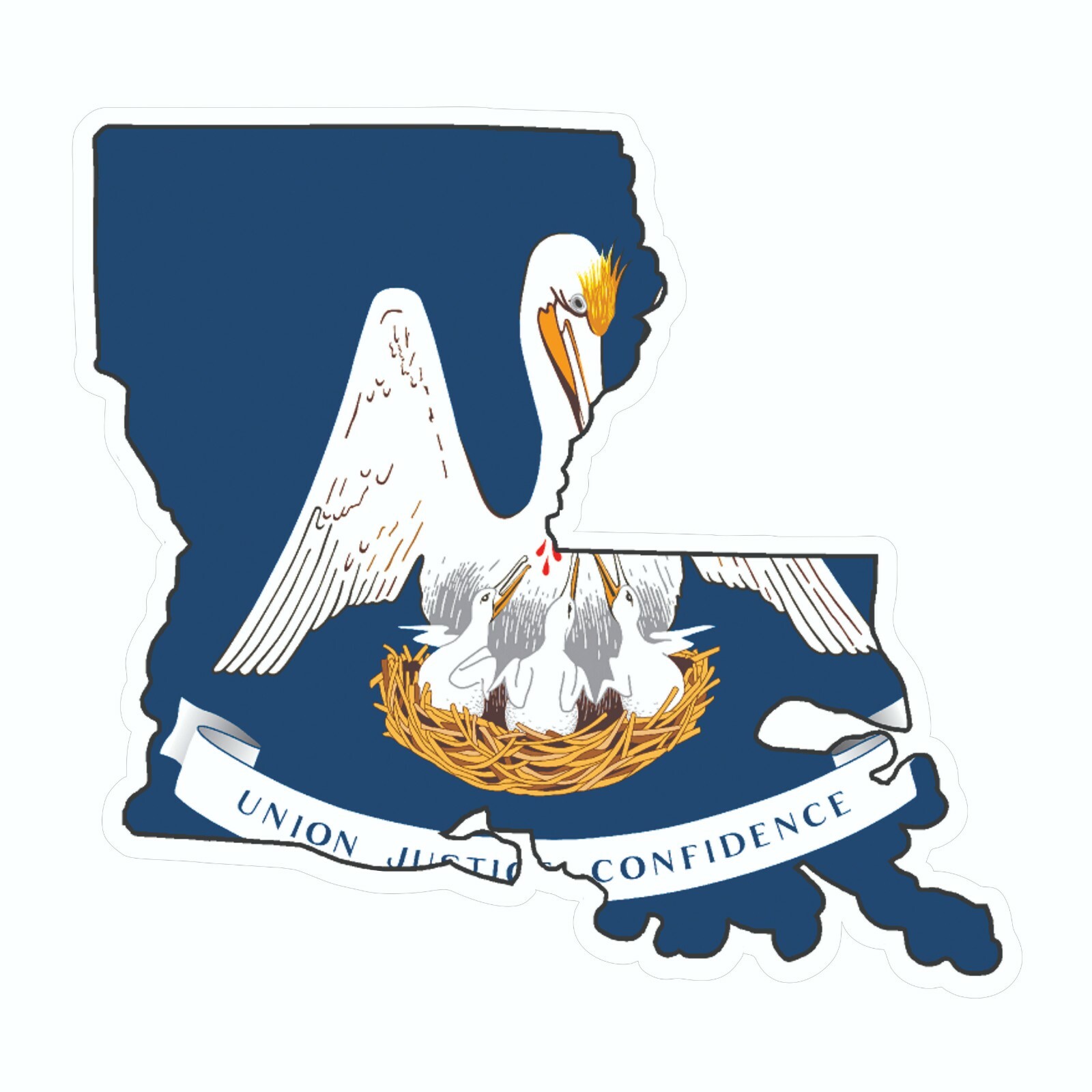 Louisiana State Map Outline with Flag Sticker, Decal, Vacation Sticker