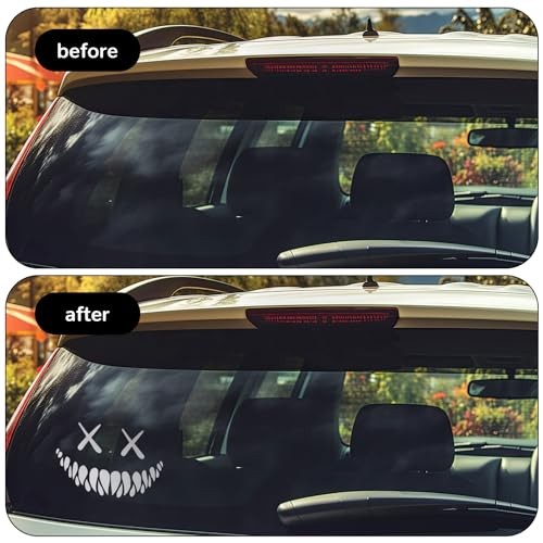 3 Pcs Reflective Car Sticker, 8 x 5 Inch Halloween Smile Demon Decal White