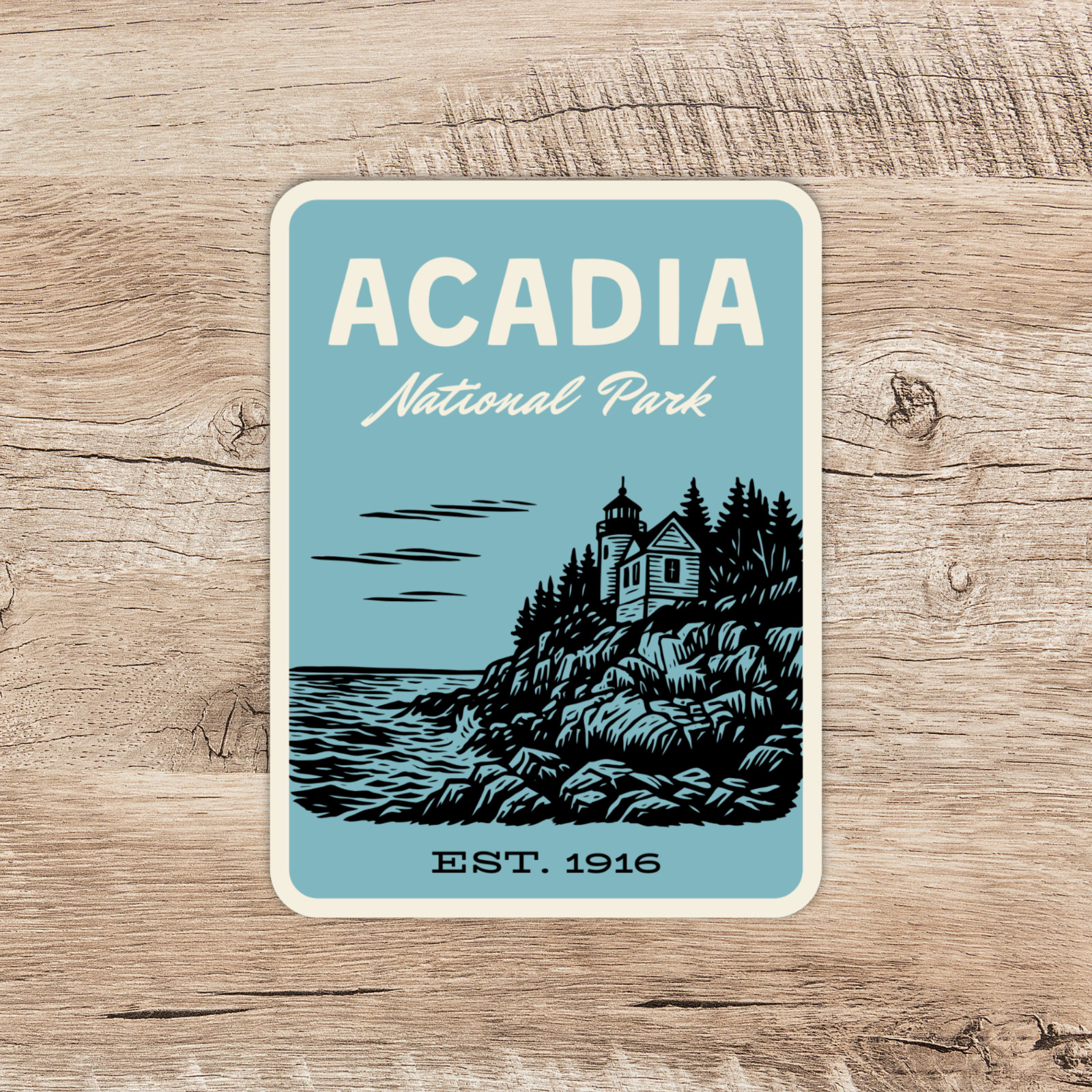 Acadia National Park Sticker – Retro 1960s Style Decal