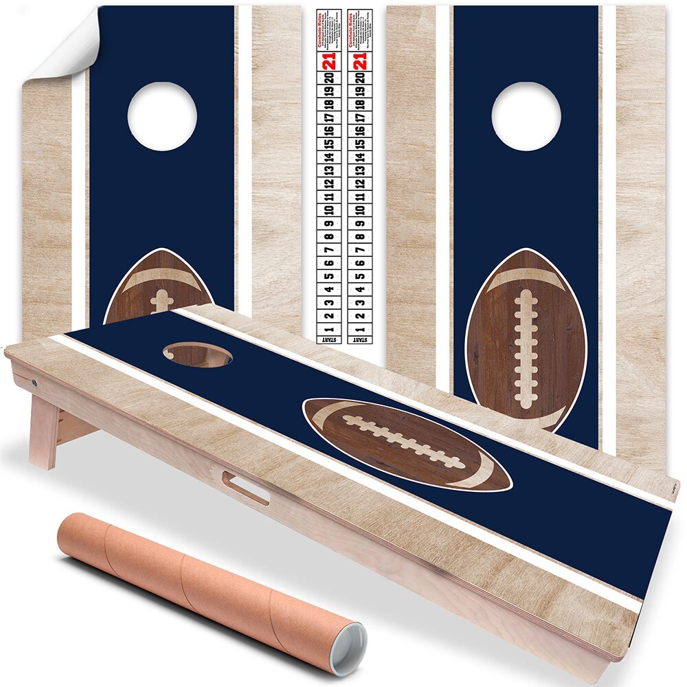 Blue & White University Park, Pennsylvania Football Tailgating Cornhole Stickers