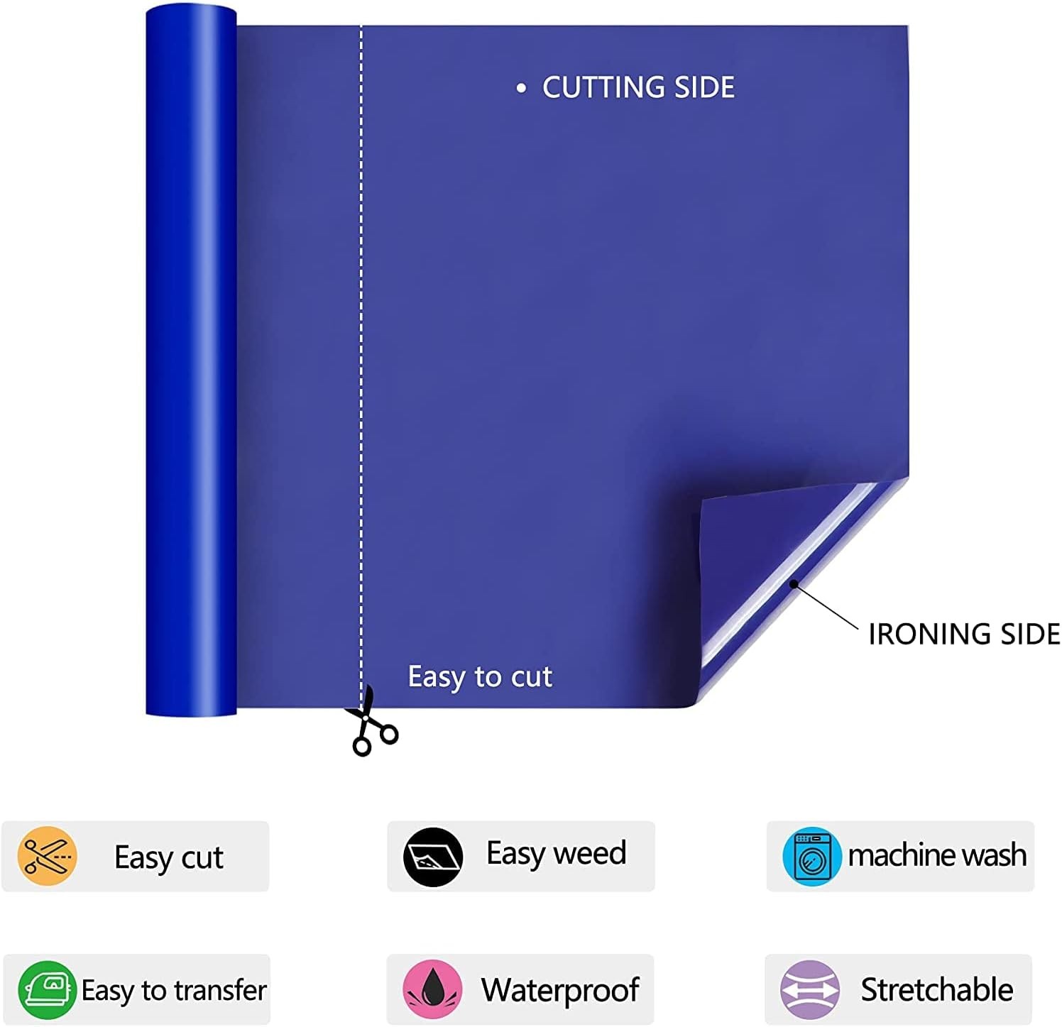 1x 2x Heat Transfer Vinyl HTV Roll Iron on Film Clothing DIY Easy Weed 12inx12ft