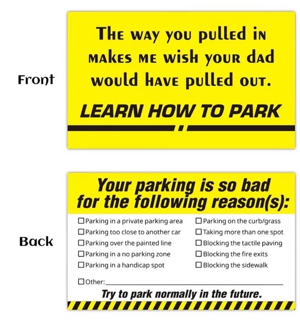 5 Pc Humorous Parking Violation Cards Prank Funny Card Fake Ticket Citation USA