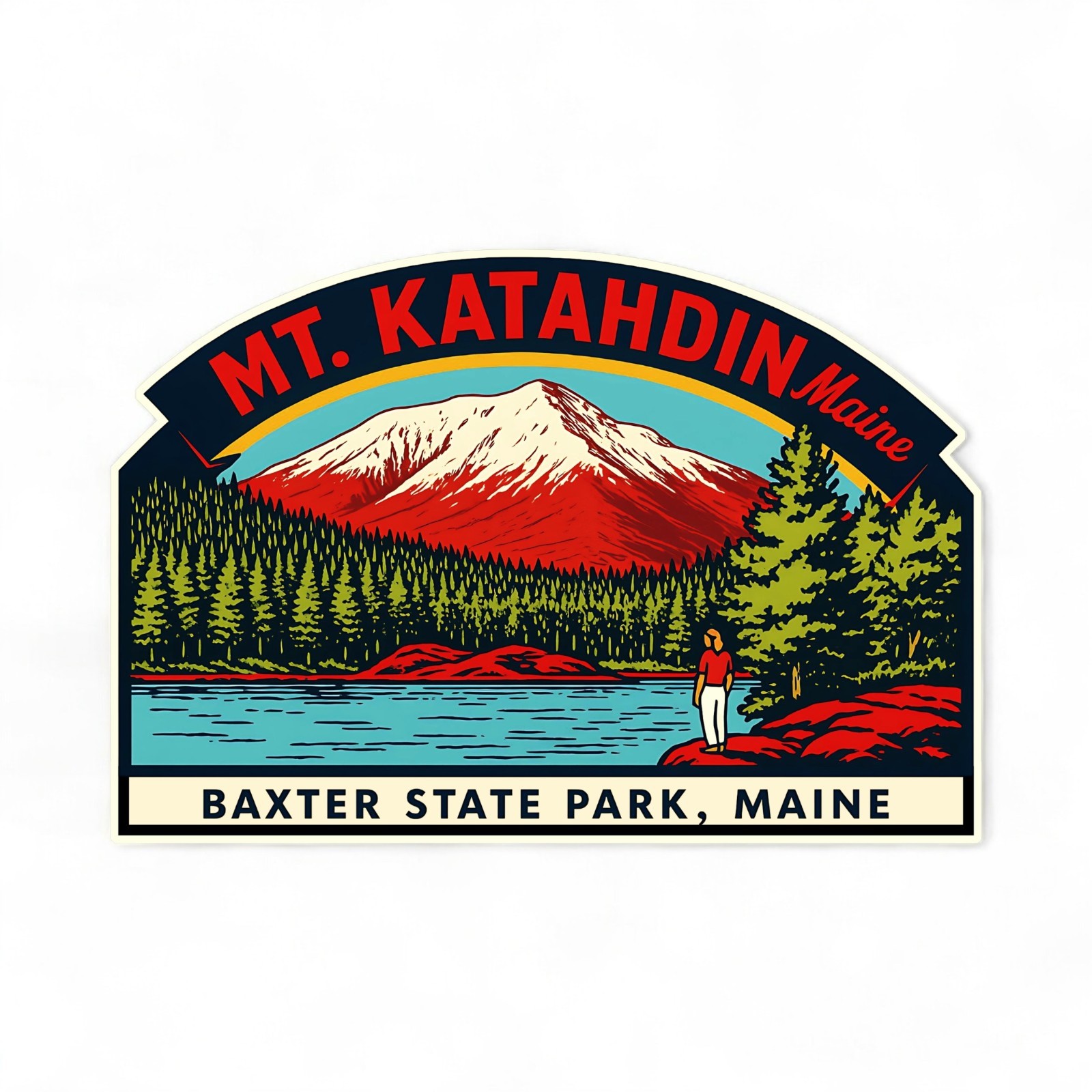 Mount Katahdin Maine Vinyl Travel Souvenir, Nature Adventure Decal for Outdoors,