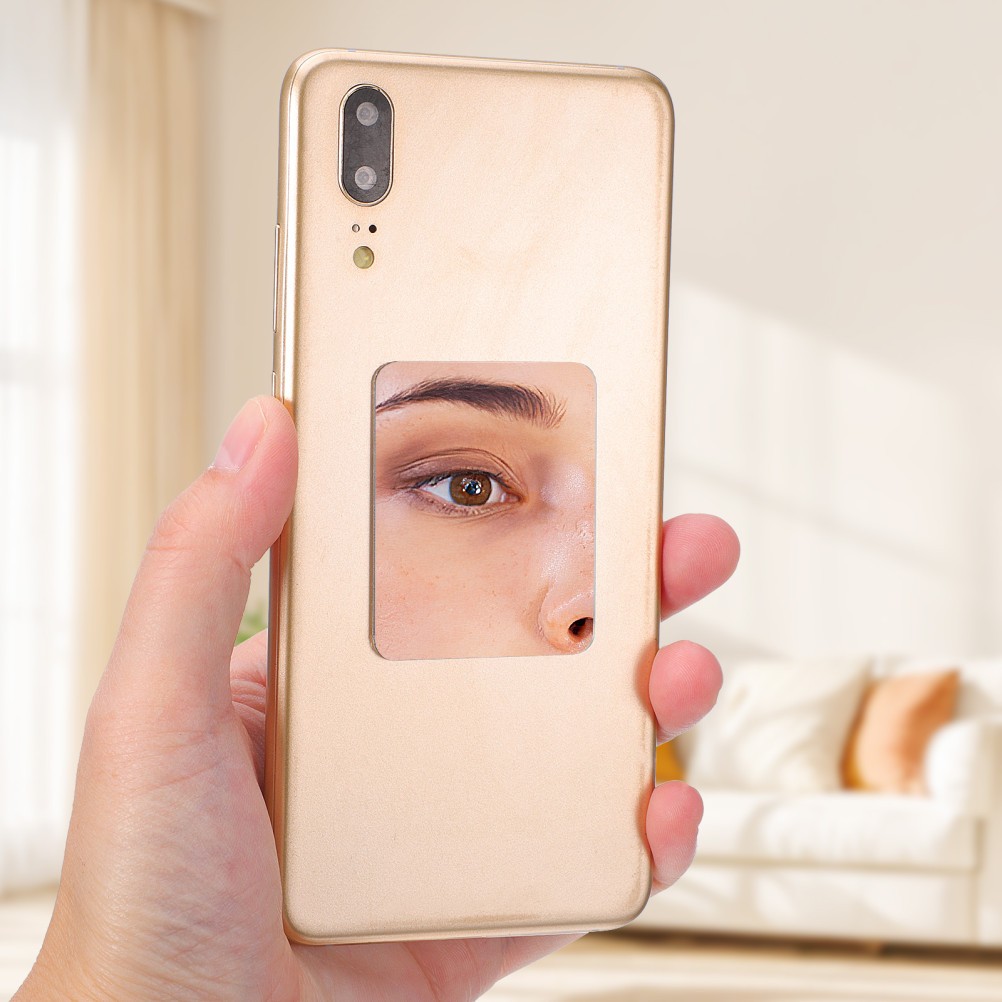 2 Pcs Stick On Mirror Decal For Smartphone Acrylic Self Adhesive Makeup Tool