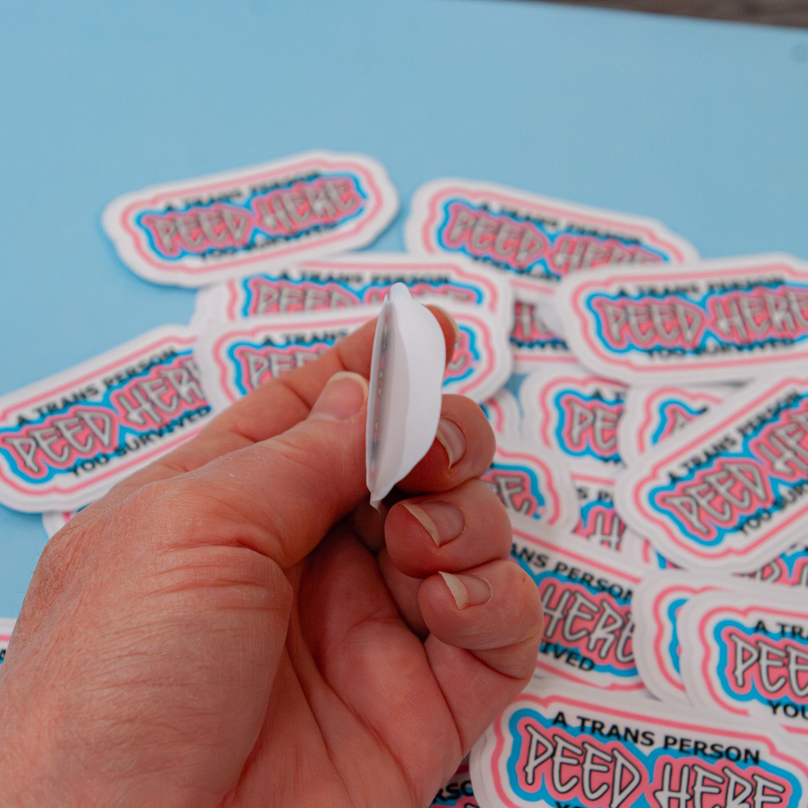 A Trans Person Peed Here – You Survived – Premium Waterproof Vinyl Stickers