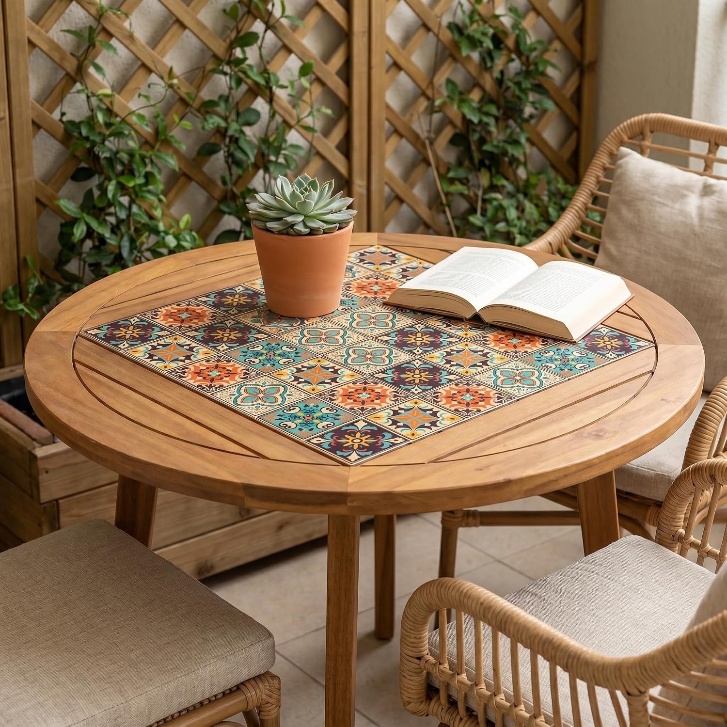 Vibrant Bohemian Tile Wall Stickers – 30-Pack Waterproof & Residue-Free, 4×4"