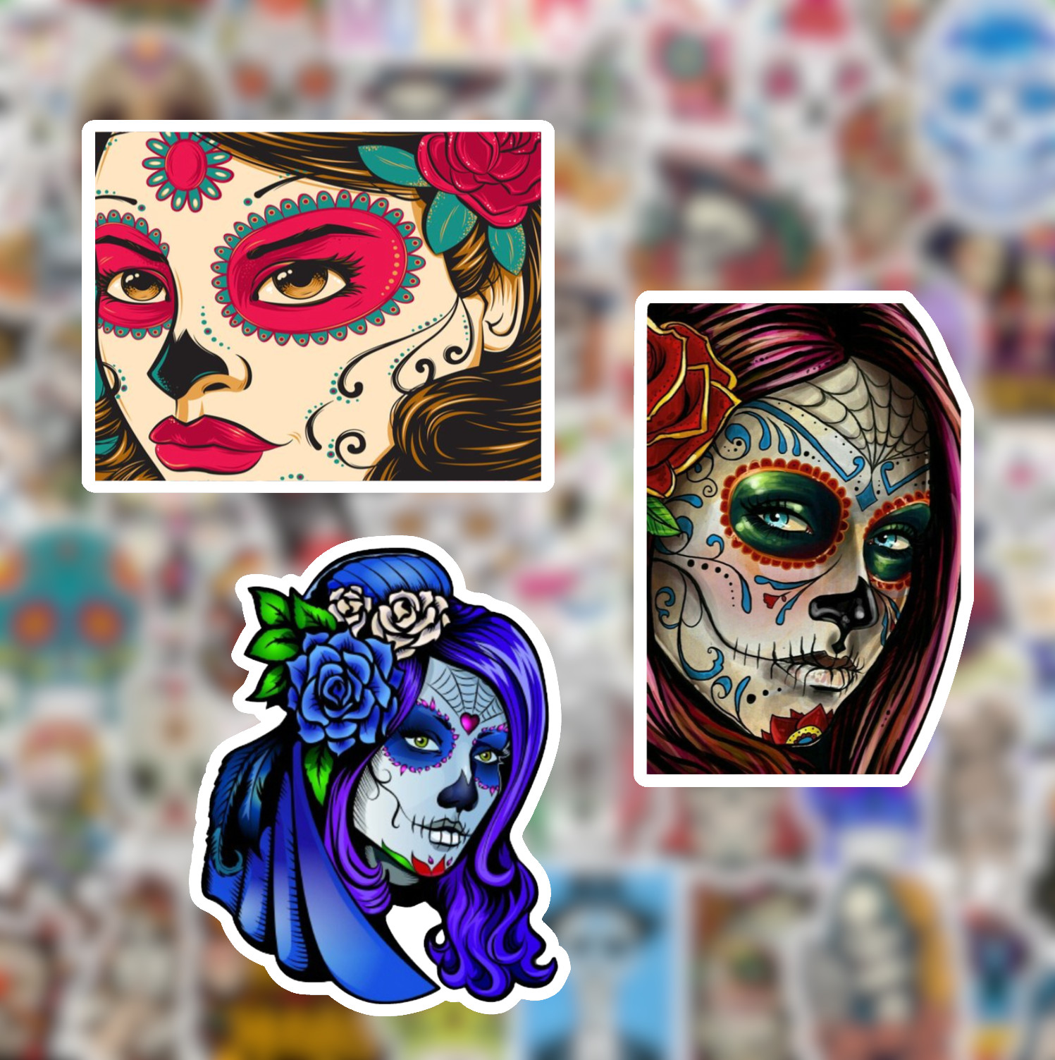25/50 Day of the Dead Sticker Pack – Waterproof Vinyl – Sugar Skull Dia Muertos