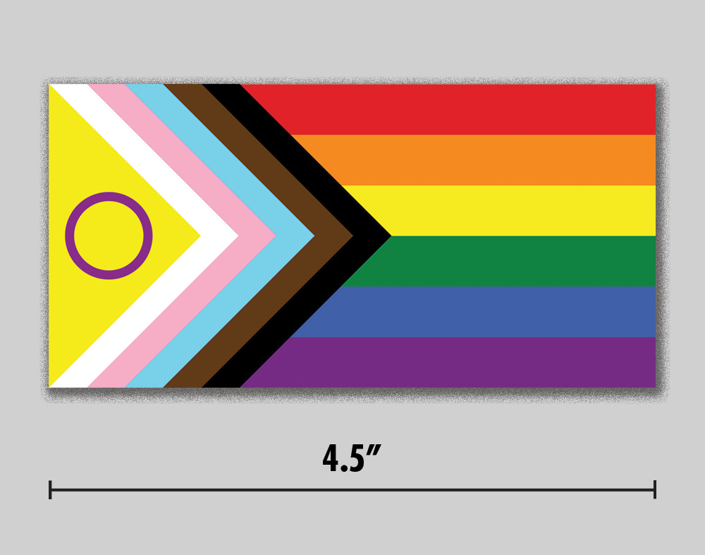 Progress Pride Sticker LGBTQ+ Rainbow Flag 4.5" Vinyl Decal