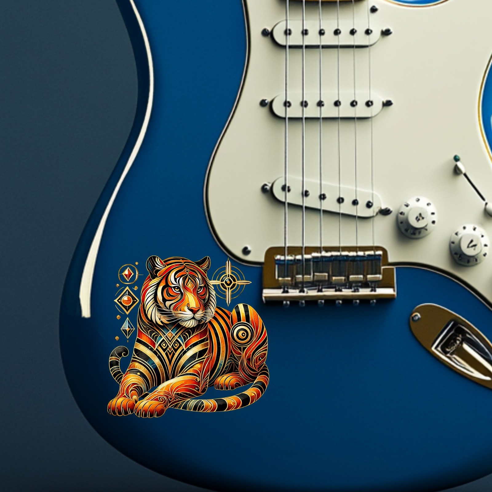 Art Deco Tiger UV DTF Transparent Sticker / Decal