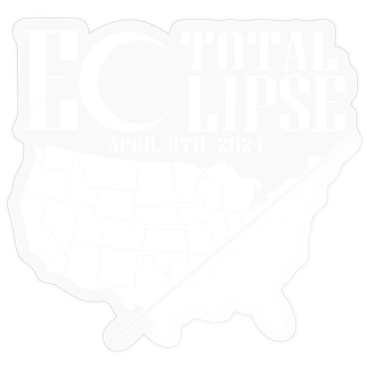 April 2024 Total Eclipse USA Map Path Of Totality Sticker, max. 4 x 4", 4 x 4",