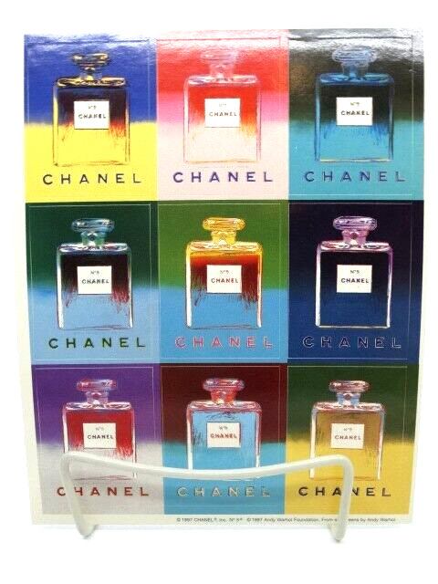 Authentic Set of 9 Paper 1997 Andy Warhol Chanel No. 5 Stickers, Each 2.5" x 2"