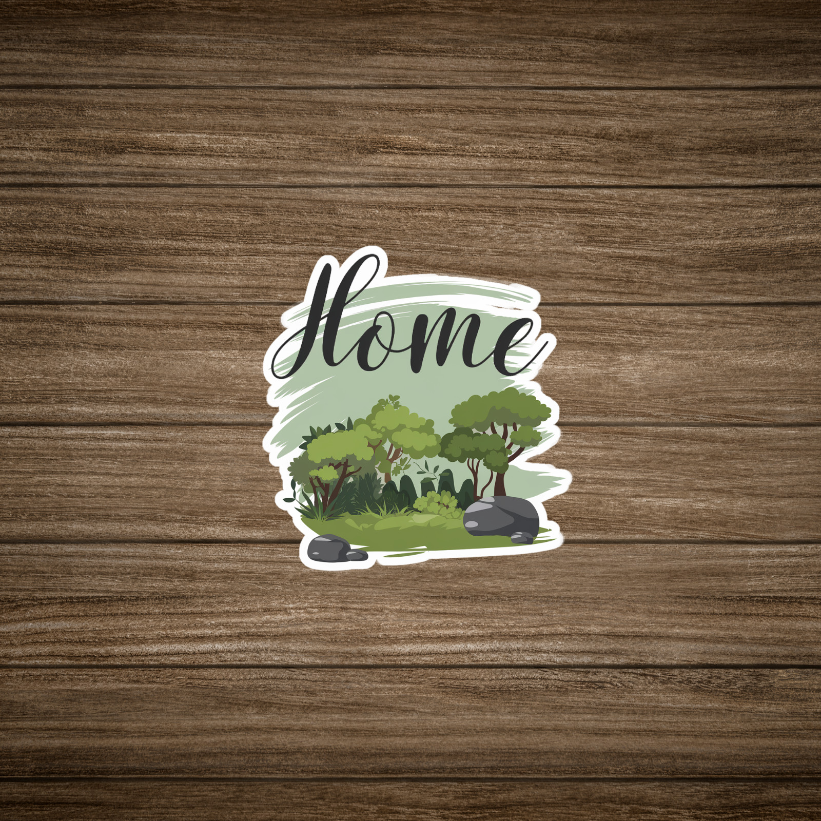 Home Decor Nature Wall Art – Lush Forest Landscape Illustration Sticker #1697