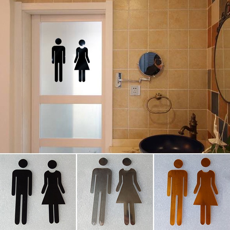 Boys/Girls Toilet Sign Wall Self-adhesive Sticker Acrylic 20 * 6.5cm 1 Pair
