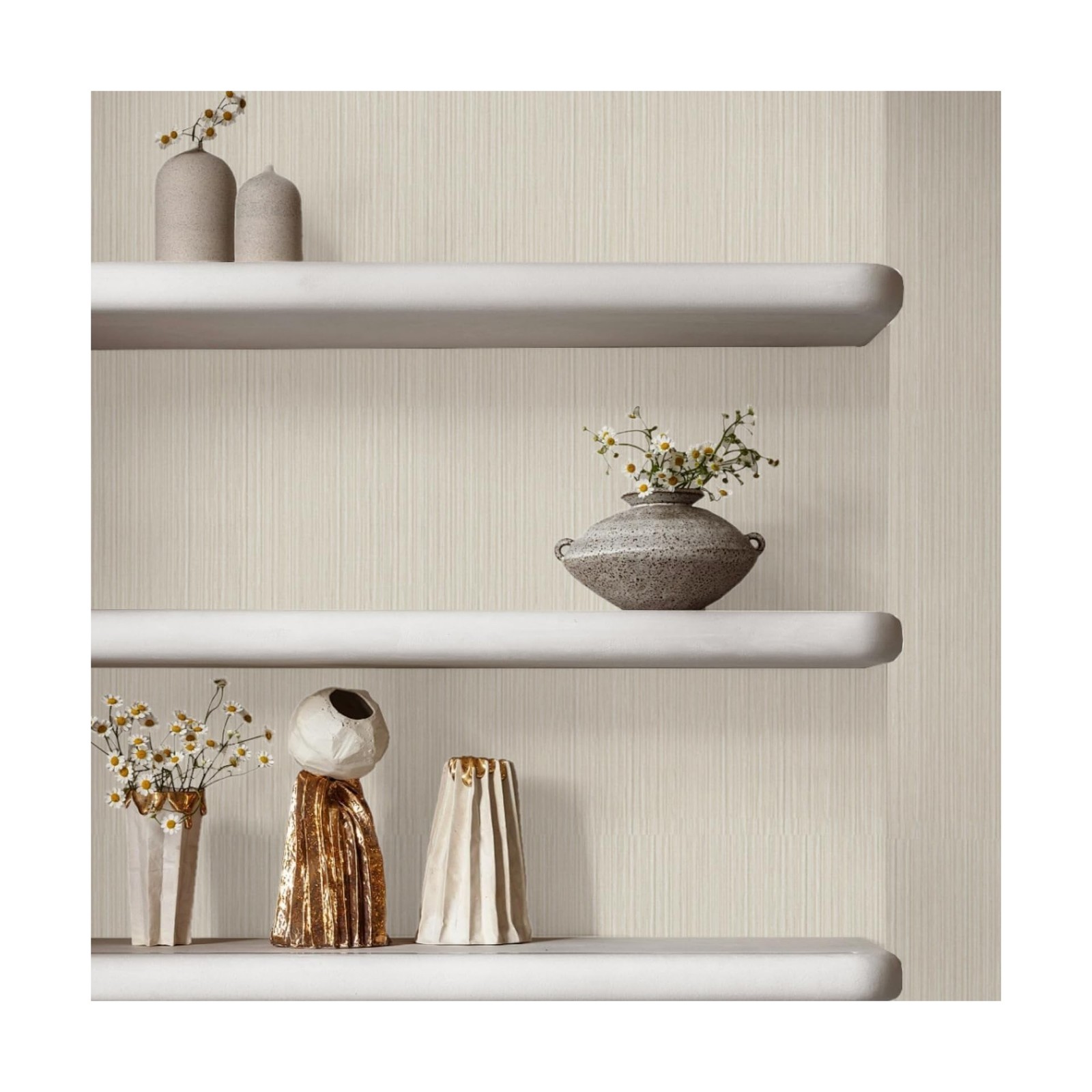 TANONE Beige Grasscloth Peel and Stick Wallpaper 17.7" x 118", Self-Adhesiv…