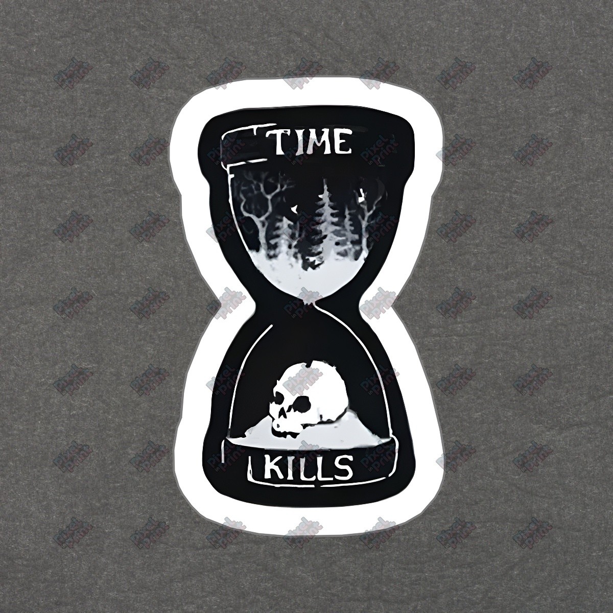 Unique Hourglass Vinyl Sticker Time Kills Decal for Home Decor, #973367