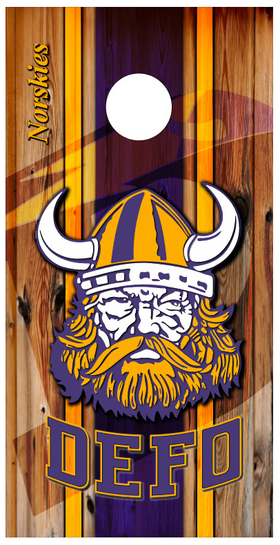 Wisconsin Deforest DEFO Norskies College Football Cornhole Board Vinyl Wrap