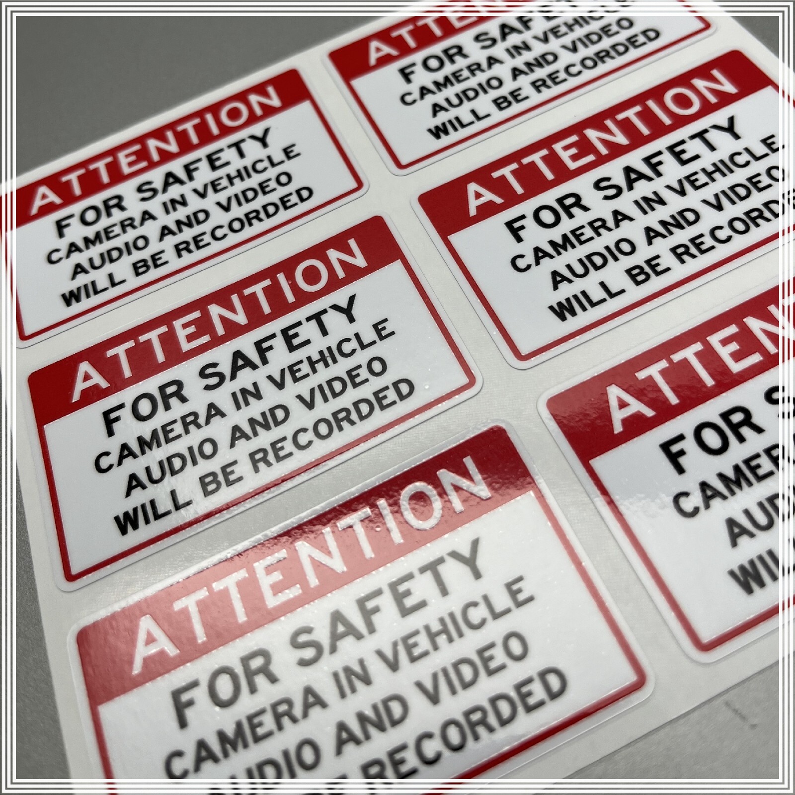 Camera in Car Recording Video 6-Pack Decals Red & Black 2.5" x 1.5" for Uber