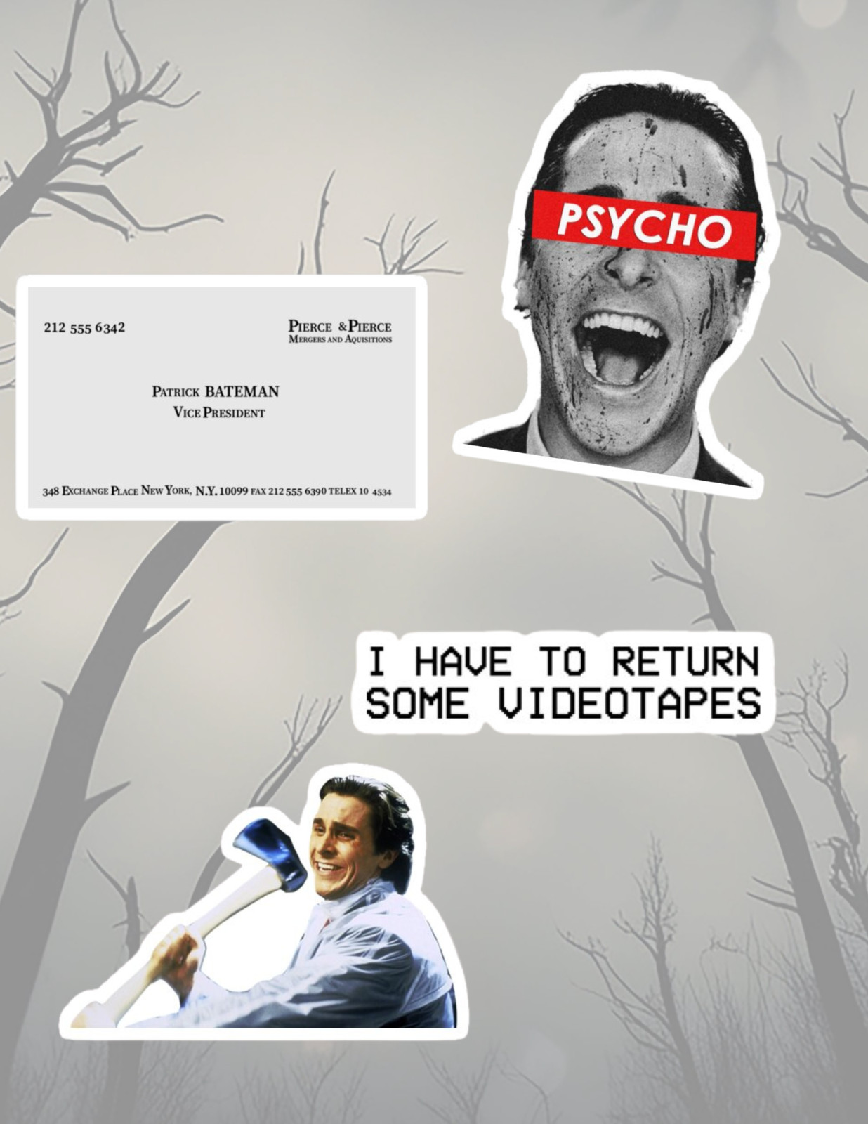 American Psycho Horror Movie 4pc Stickers Pack