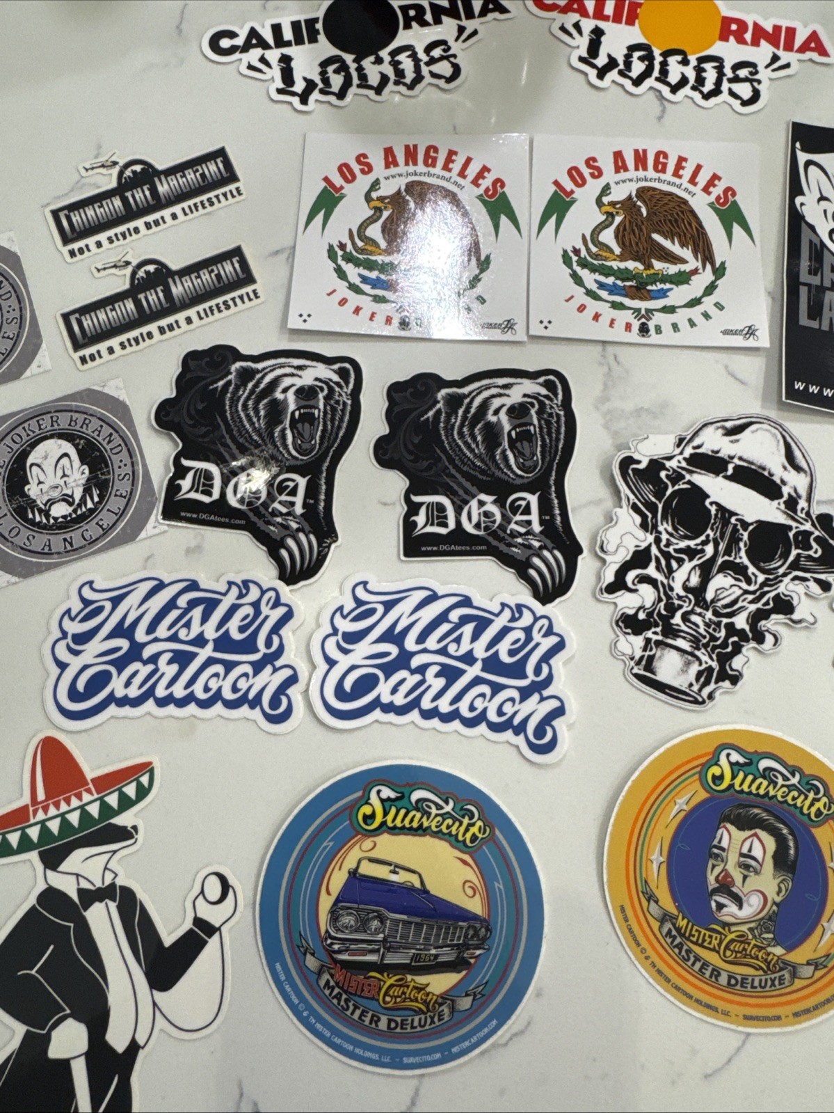 Chicano Decals, Assorted/ Joker, Psycho Realm, Mister Cartoon, DGA, Cali Locos