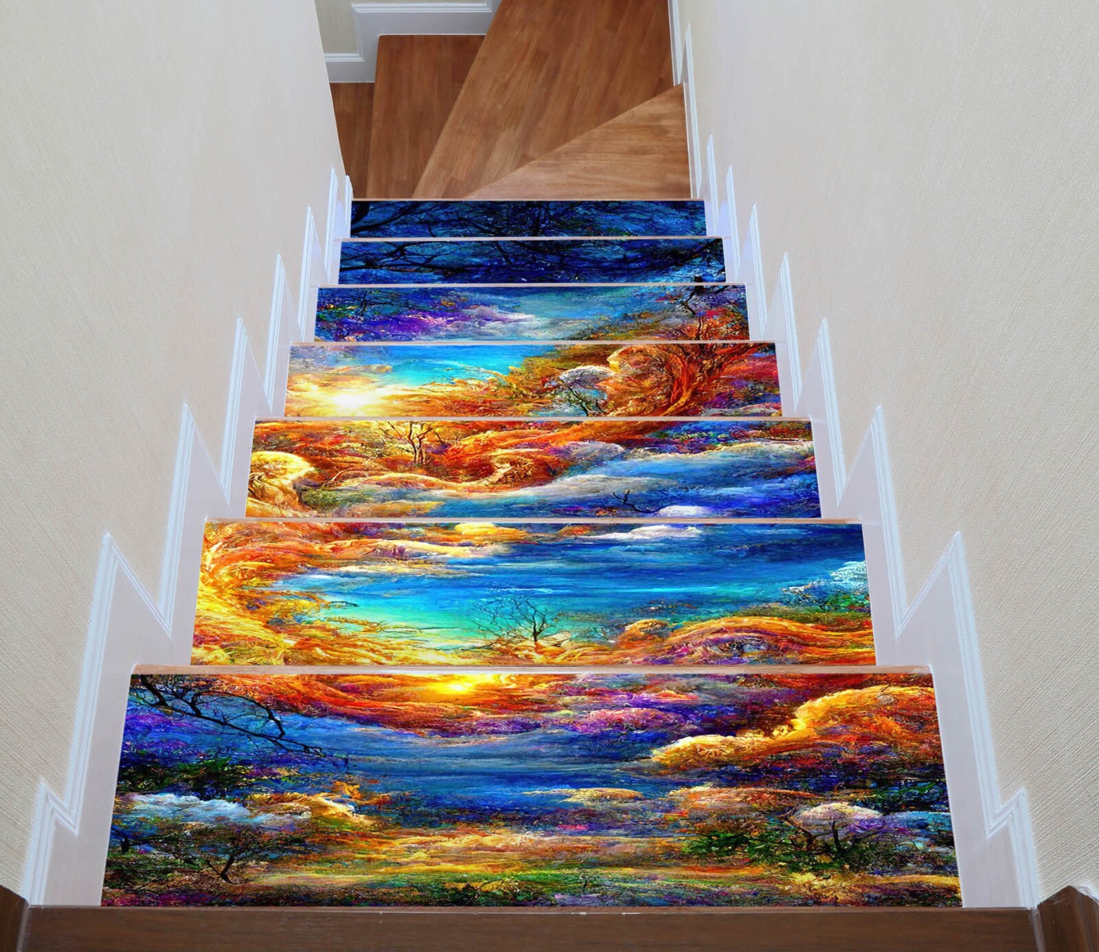 3D Oil Painting W214 Stairs Risers Decoration Photo Mural Vinyl Wallpaper Vera