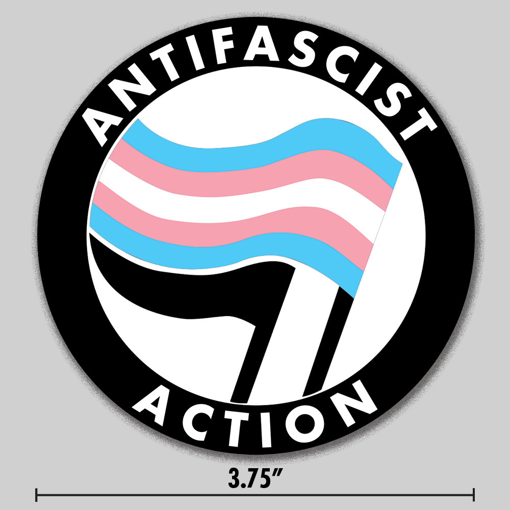 Anti-Fascist Sticker Transgender Pride English Antifa Logo 3.75" Vinyl Decal