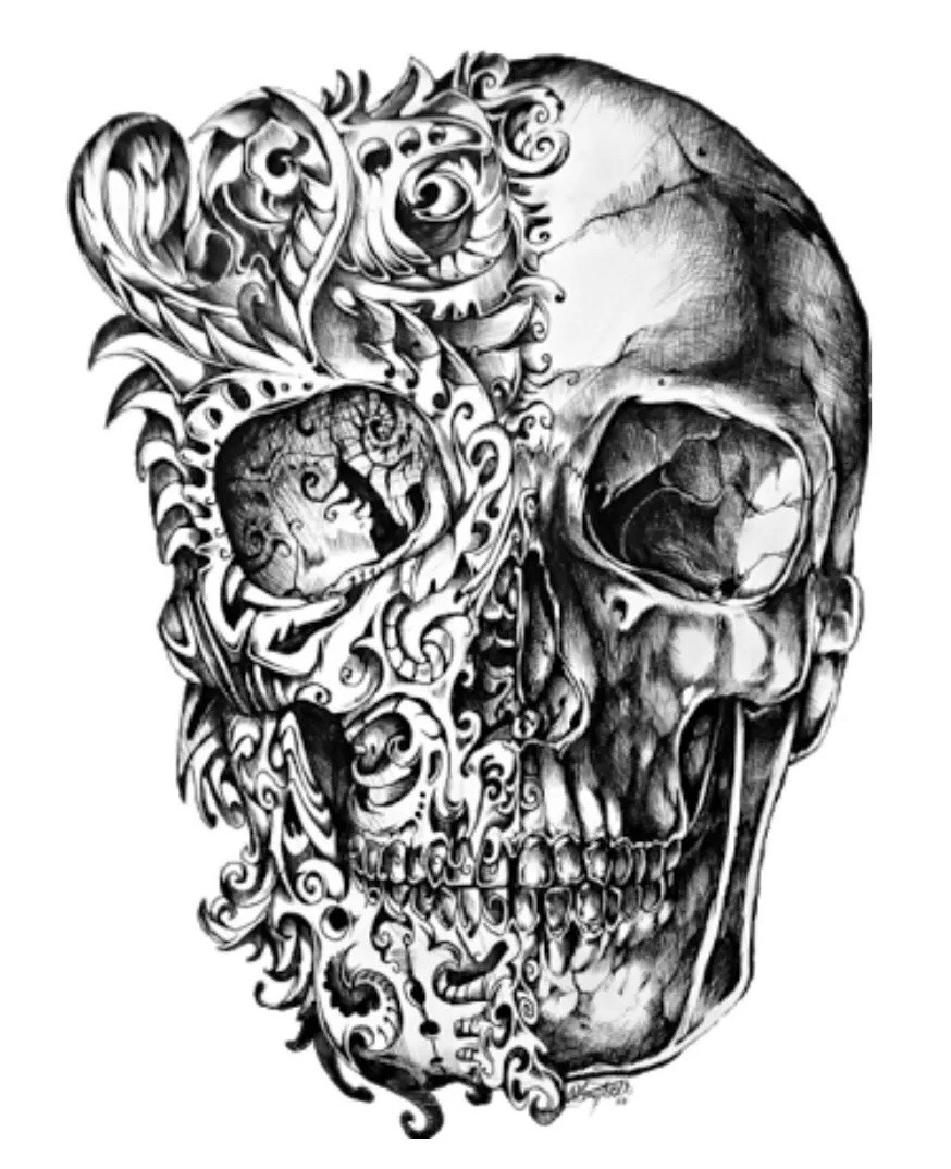 3” Skull Graffiti Street Art Sketch Black White Die Cut Sticker Laptop Bumper