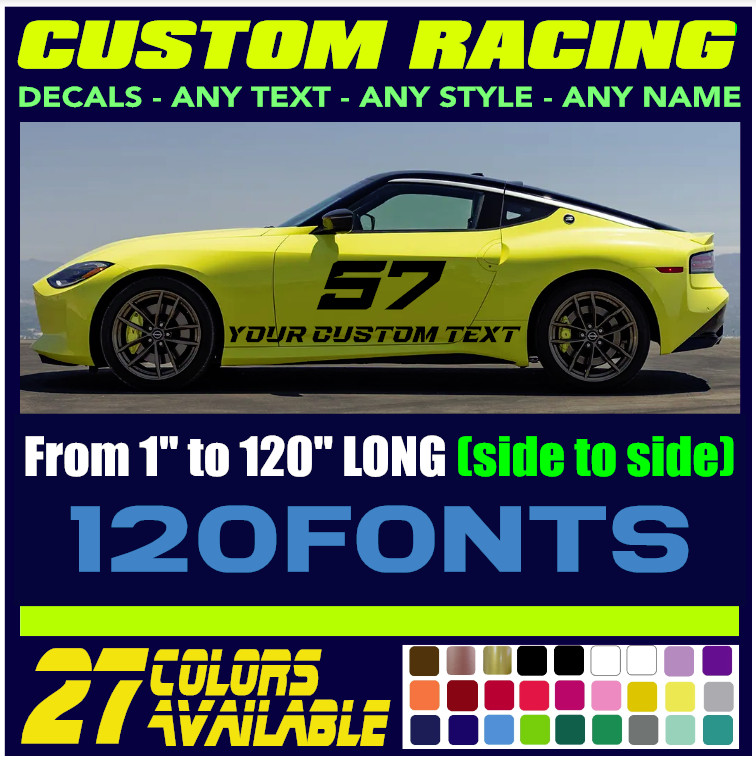 Custom RACING Decal Sticker Vinyl For Car, Motorcycle, Truck, Bike, ANY TEXT (9