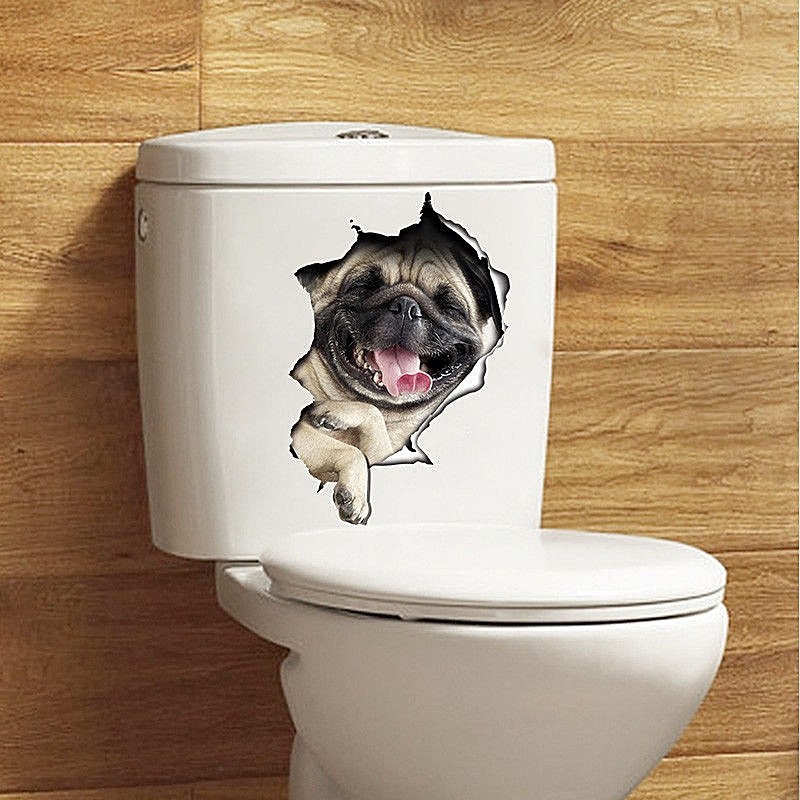 PUG in a HOLE 3D Removable 11" x 7" Die-cut Wall / Refrigerator Decal (#14110)