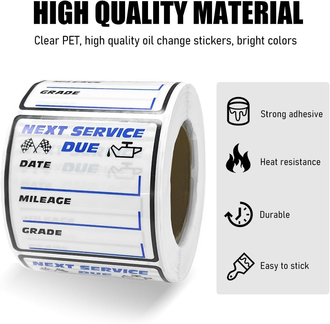 300 Pcs 2×2 Inch Oil Change Stickers Auto Windshield Service Reminder